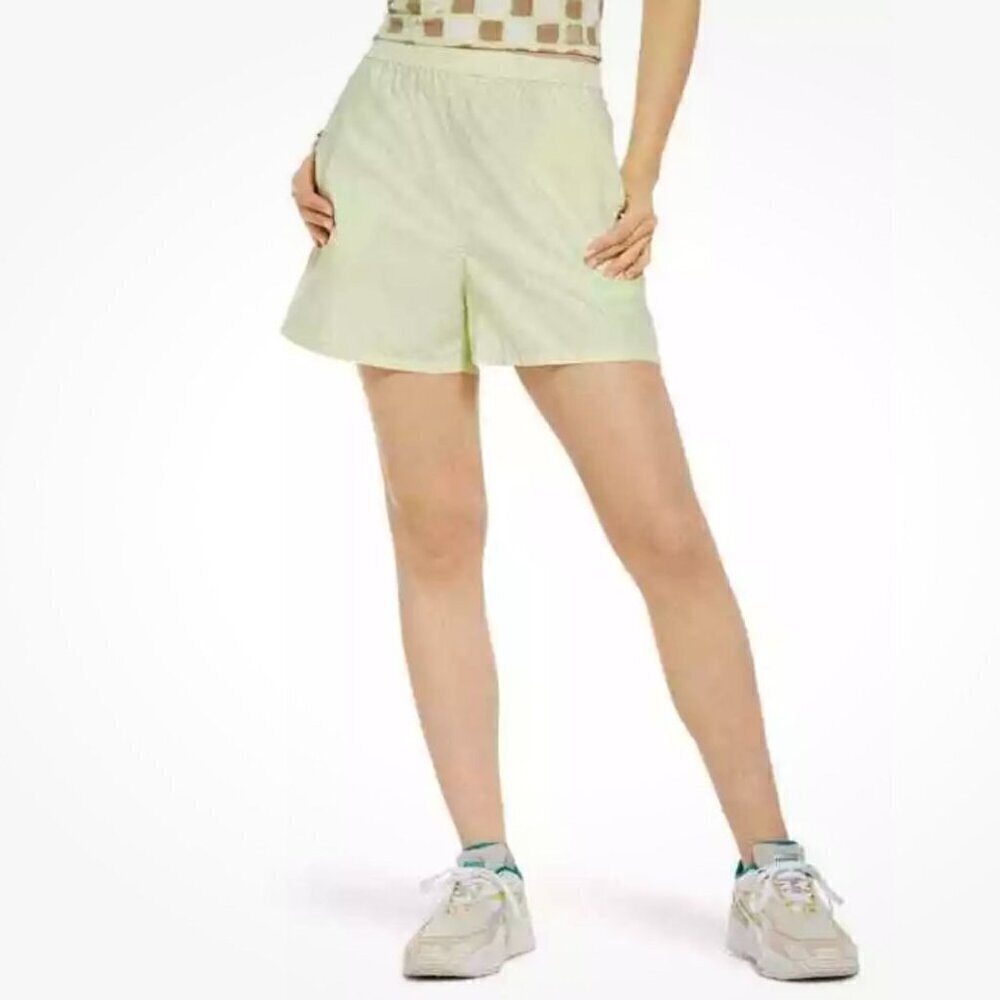 NWT BP by Nordstrom Pull-On Cotton Athletic Shorts in Green Limecream - 1X
